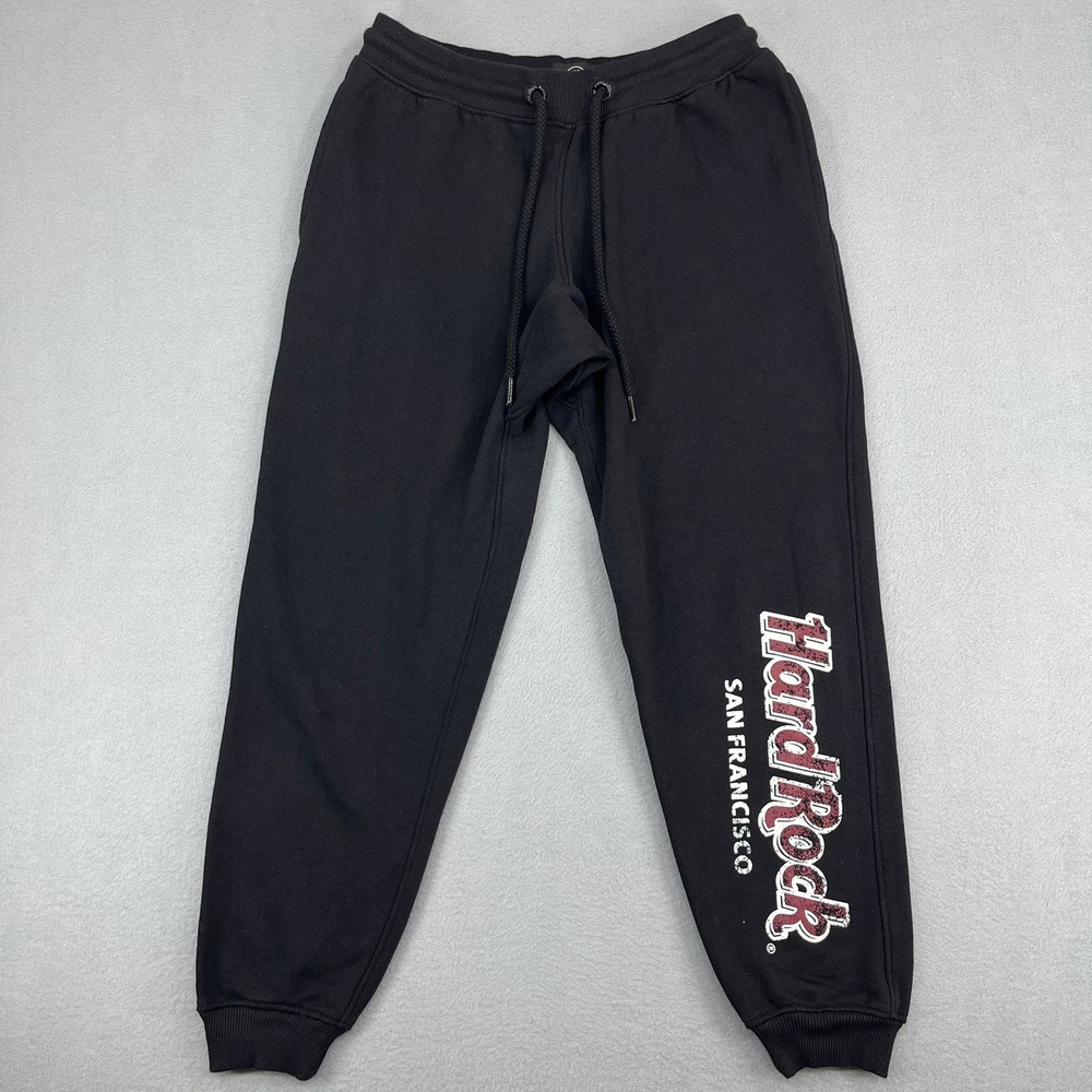 Hard Rock Cafe San Francisco Black Graphic Jogger Sweatpants Womens Small